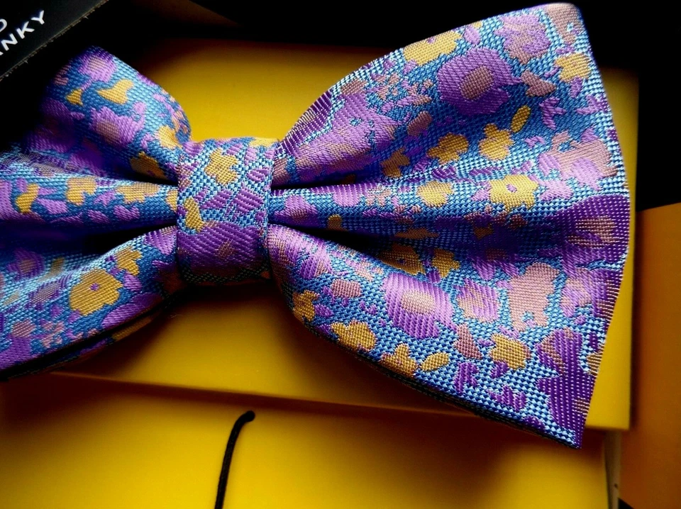 Галстук-бабочка мужской предварительно завязанный набор фиолетовый цветочный галстук-бабочка карман квадратный - Изображение 4 из 4