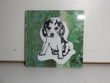 Vintage Puppy Dog 1970s/80s 2"x2" Carnival Mirror Prize hand cut glass Tile