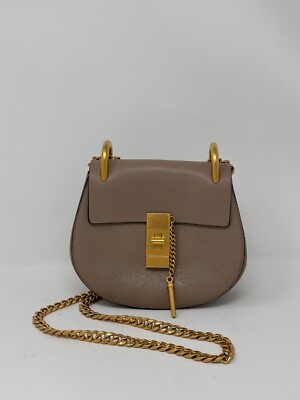 Chloe Drew Crossbody Shoulder Bag Leather Small Cement Gold  display picture 1