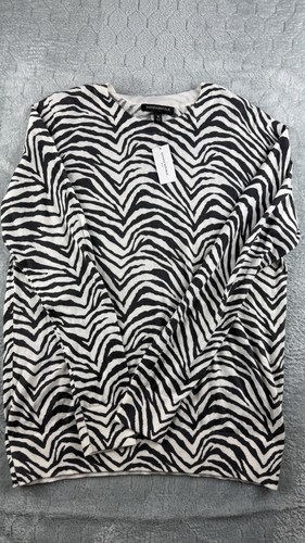 Banana Republic Womens Zebra Animal Print Sweater Size Medium Black White NWT