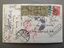 Historia poczty estońskiej, pocztówka z mieszanką znaczków estońskich i francuskich, 1924