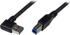 1M Black Superspeed USB 3.0 Cable - Right Angle a to B - 3 Ft USB 3 Cable - Righ