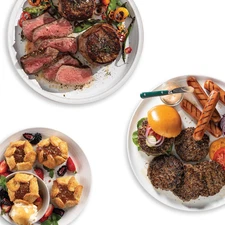 Deluxe Ribeye Gift Box (4 Bacon-Wrapped Ribeyes, 4  Burgers, 4 Gourmet Jumbo Fra