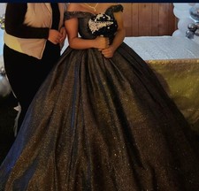 Princess Quinceanera Dresses Floral Sweet 16 Glitter Birthday Prom Ball Gowns