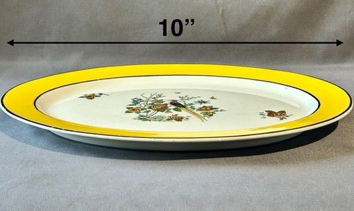 Syracuse China Art Studio Platter Oval OPCO Pheasant Bird Floral Yellow Vtg RARE - Picture 2 of 10