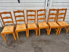 Set of 6 Ladder Back Chairs with Rush Seats for Kitchen or Dining Room
