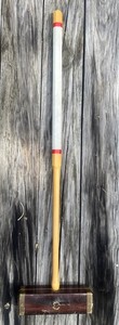 Jaques London Wooden Croquet Mallet Vtg, Good Condition, Brass Wrapped Heads