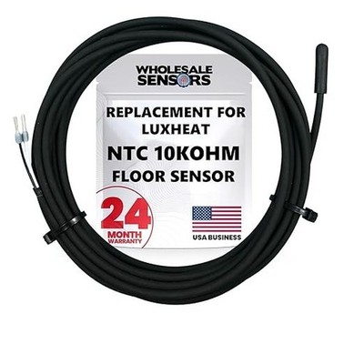 Replacement for LuxHeat Temperature Floor Sensor, NTC 10kohm, 10ft Probe,
