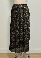 OLIVIA PALERMO  Chelsea28 maxi SKIRT tiers BLACK w GOLD foil NWT layers XS