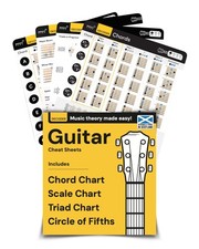 Guitar Chord Chart Pack 8x8" - Learn Chords Progressions  Scales