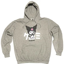 Kuromi WINK Hoodie Sweatshirt Size M Medium SANRIO BIOWORLD UNISEX Grey Gray