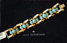 Lele Sadoughi Statement Piece Turquoise And Gold Tone Bracelet Brand New