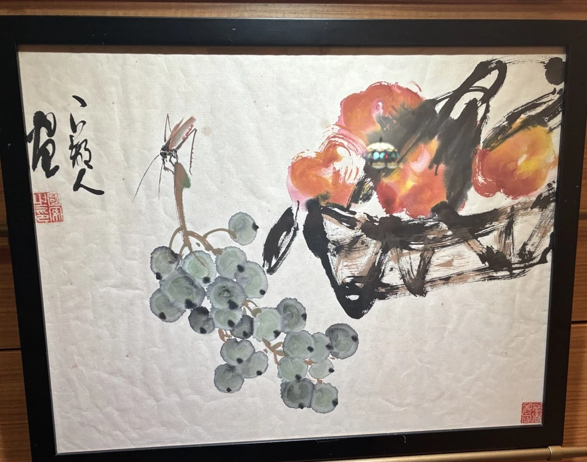 珍藏 大名家 齊白石 金魚荷花 掛け軸 中華民国・故宮博物院館藏 珍藏