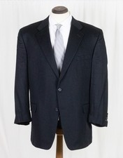 NEW Hickey Freeman 100 Cashmere Side Vent Solid Black Jacket Blazer Trim 48 R