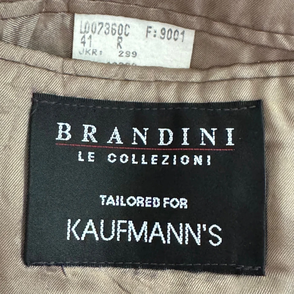 Blazer Brandini Le Collezioni Para Hombres 41R Lana Seda Cuadros Dos Botones Marrón Canadá Foto 4 de 4