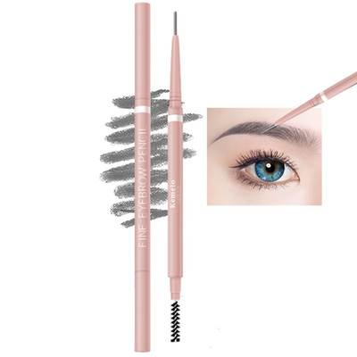 Grey Eyebrow Pencil,2Pcs Professional Micro Brow Pencil with Spoolie Brush |
