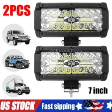 2x 7Inch 30000LM LED Work Light Bar Flood Spot Pod Offroad Fog Driving ATV Truck