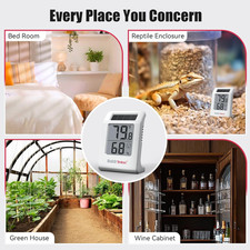 2.2'' Digital Thermometer and Hygrometer Meter, Solar-Powered Indoor Temperat...