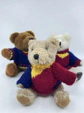 Plush Teddy Bear Lot Hugfun International Multi Colored Knitted Sweaters Small