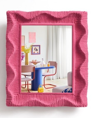 Cute Wall Mirror Decor for Girls Bedroom Dressing Room, 14x12 Wavy Decorative...