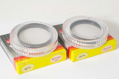 F93224~ Two Rokunar 46mm Skylight 1A Filters   New Old Stock (NOS) *MINT*