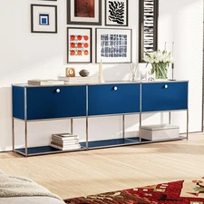 Classic Style Modern Storage Cabinet Shelf  Metal Free Standing Living Room