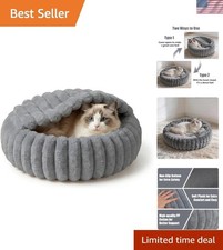Cozy Dark Gray Cat Cave Bed - Plush 2-in-1 Design for Indoor Cats  Small Dogs