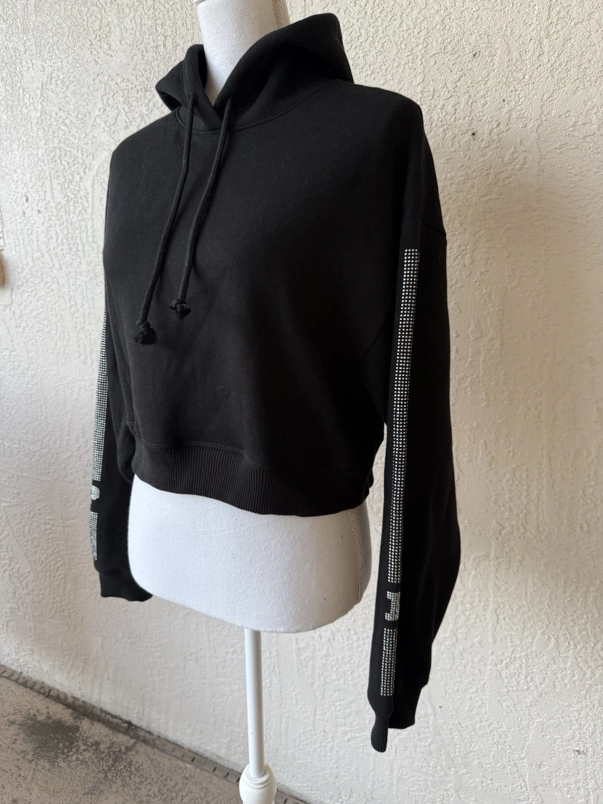 UNDERCOVER Felpa con cappuccio Victoria's Secret ROSA nera Campus Bling cropped taglia S oversize