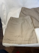  2 Lands End Girls Chino Khaki Uniform Skort Skirt Size 4 Toddler Preschool