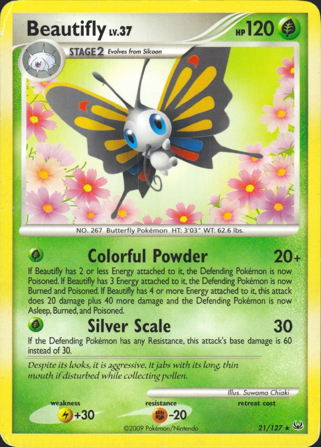 Beautifly 21/127 Rare Platinum Pokémon Card LP