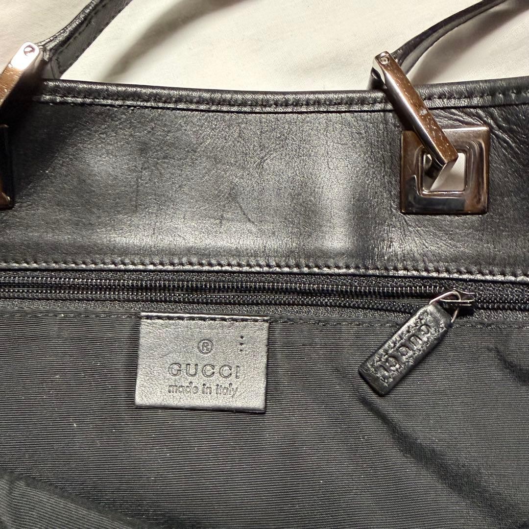 GUCCI Tote Bag Black GG Pattern Bucket Style Authentic Vintage Leather thumbnail 13