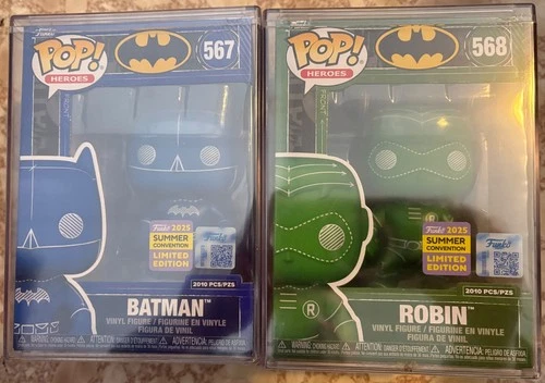 2025 Funko Pop #567 and #568 Blueprint Batman and Robin LE 2010 SDCC Exclusives