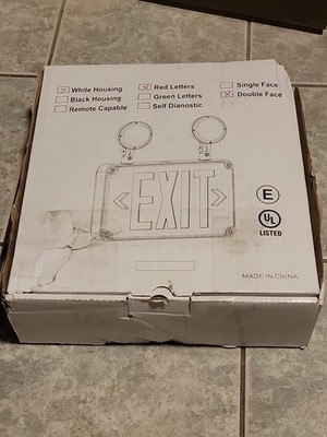 Exitronix Combo LED Exit Sign VEX-WCPR-U-R- WH Wet Location BRAND NEW OPEN BOX