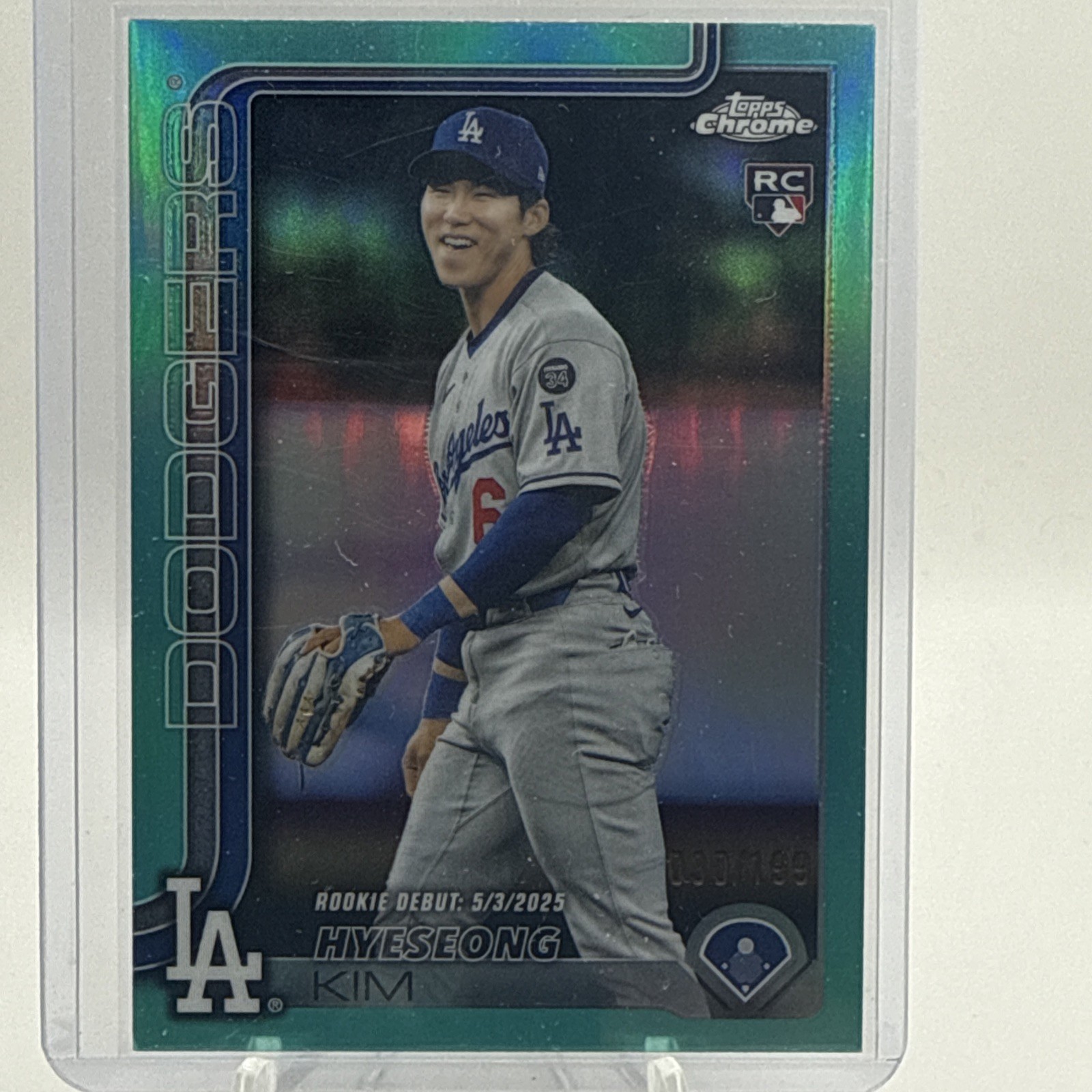 Hyeseong Kim - 2025 Topps Chrome Update Rookie Debut Aqua Refractor /199 USC149