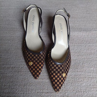 靴 LV Damier Mule Sandals Brown 37.5 Y2K Louis Vuitton Sandals Shoes Slingback Mule Damier EU 37.5 US 7.5
