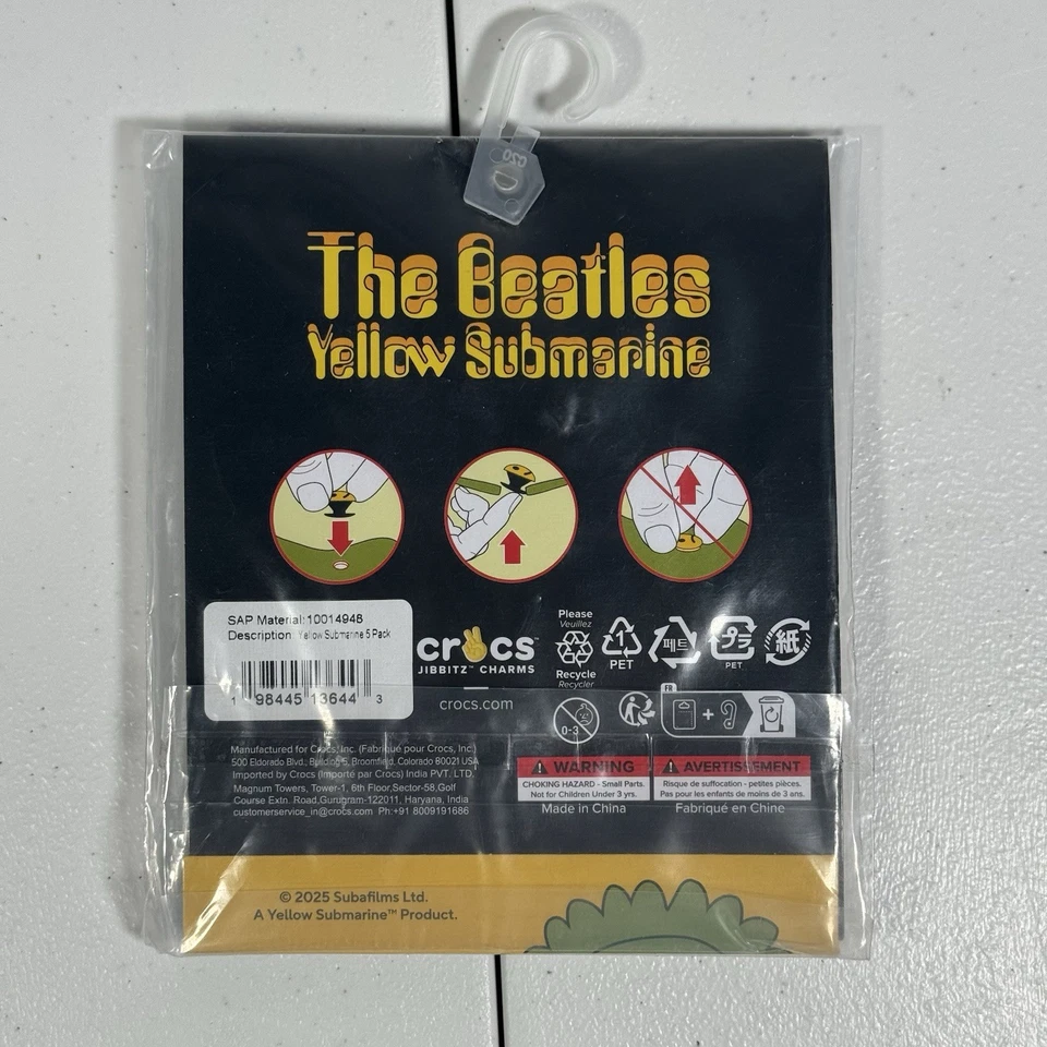 Crocs Jibbitz The Beatles Yellow Submarine 5 Pack Set Nuevo 100% Auténtico! Foto 2 de 2