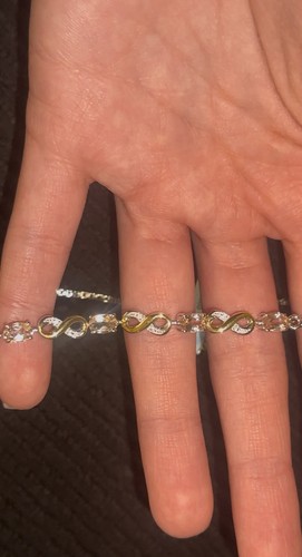 1.47 CTW Genuine Morganite Infinity  Bracelet Solid 925 Sterling Silver NWT