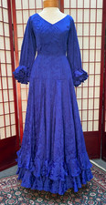 Flamenco Dress Blue Two Piece, with Shawl and Petticoat