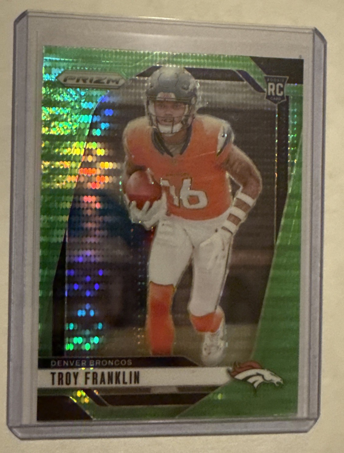 2024 Panini Prizm - Rookies Troy Franklin #393 Neon Green Pulsar Prizm (RC)