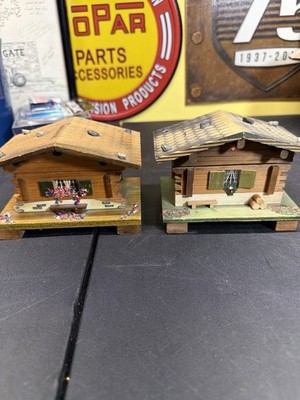 Set of 2 Vintage Swiss Music Boxes Chalet LADOR JEC Working La Vie En Rose