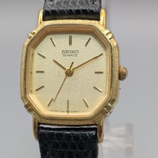 SEIKO Quartz 7321-5130 Octagon Gold Tone Champagne Dial Women's Watch JAPAN