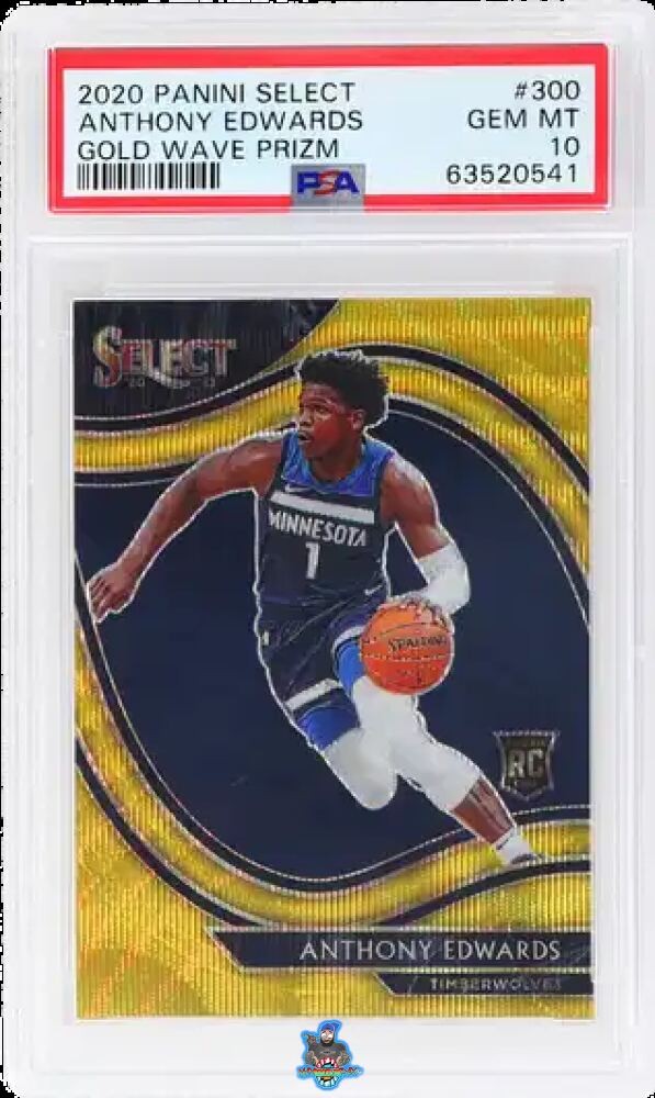 2020 Anthony Edwards PSA 10 Select Gold Wave Prizm #300