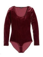 J. Crew Mercantile Dark Red Velvet Bodysuit Medium Excellent