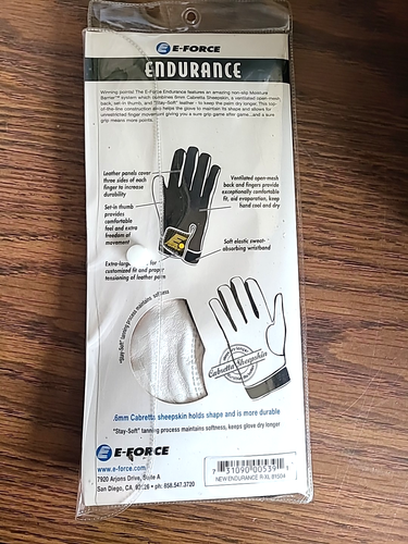 E-Force SHEEPSKIN Leather Racquetball Glove Endurance Ventilated Black White XL - Picture 4 of 10