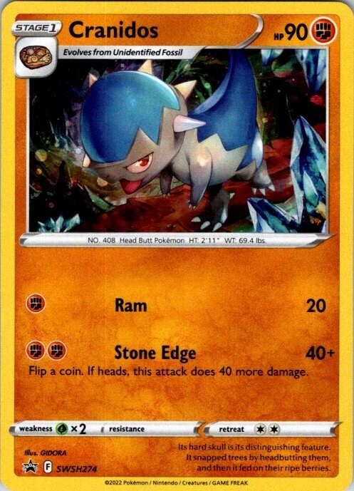 Pokémon TCG Cranidos SWSH Black Star Promos SWSH274 Holo Promo QTY