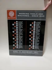 Vintage acrylic tool shop sign GTS Schmidt fraction to decimal conversion