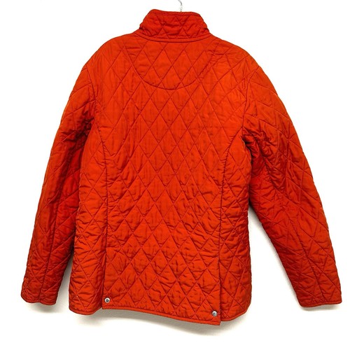 Giacca Cappotto Lands End Trapuntata Piena Zip Finta Collo Arancione Donna M (10-12) Tasche - Foto 2 di 14