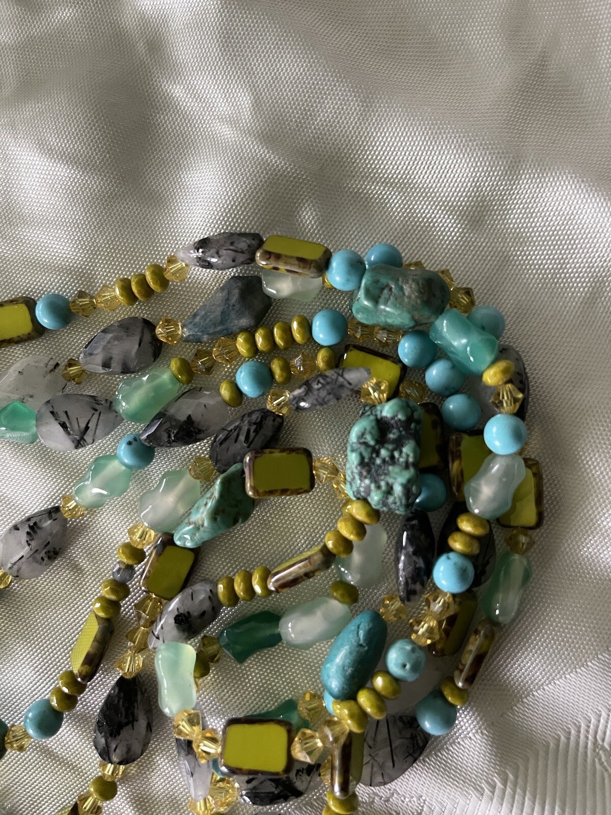 Unique 3 Strand Multi Stone Quartz Turquoise Crys… - image 7