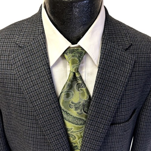 Ralph Lauren Chaps Blue Gray Sport Coat HOUNDSTOOTH Jacket LAMBS WOOL Blazer 44 - Picture 9 of 10