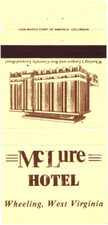 Wheeling West Virginia Mc Lure Hotel Vintage Matchbook Cover